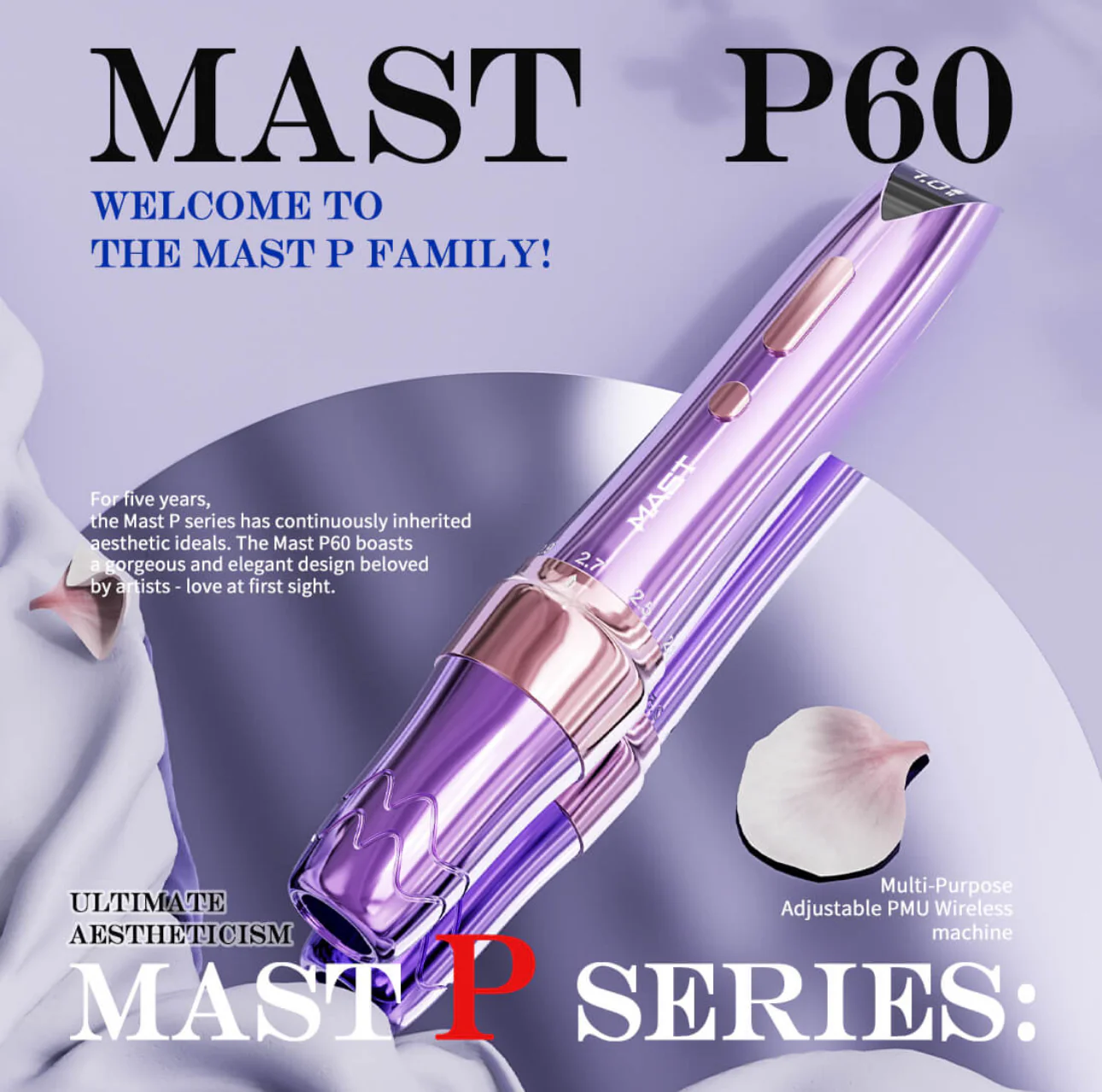 MAST P60 WIRELESS TATTOO PEN MACHINE WITH 2.2-3.2 ADJUSTABLE STROKE - Image 4
